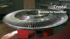  Presentation with turbine repair - Presentation theme enhanced with disk of steam turbine repair background and a dark gray colored foreground