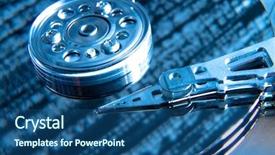  Presentation with hard disk - Presentation theme featuring disk with blue abstract technology background and a ocean colored foreground