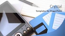  Presentation with pen - Presentation with diskette-pen-notebook-and-pc background and a white colored foreground