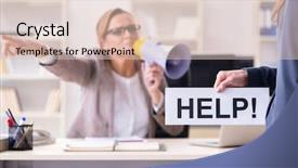  Presentation with bad - PPT layouts consisting of dismissal - angry boss dismissing employee background and a  colored foreground