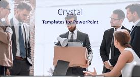  Presentation with goodbye - Beautiful PPT theme featuring dismissed-employee-says-goodbye backdrop and a sky blue colored foreground