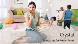  Presentation with nanny - Theme with disobey - annoyed nanny talking on phone background and a lemonade colored foreground