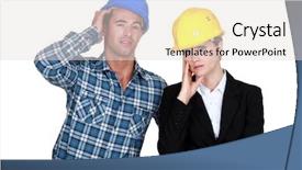  Presentation with foreman - Colorful PPT theme enhanced with disobey - female architect looking annoyed backdrop and a light gray colored foreground