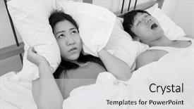  Presentation with snoring - Presentation design having disorder shoulder - frustrated woman covering ears background and a light gray colored foreground