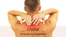  Presentation with shoulder pain - Cool new PPT layouts with disorder shoulder - young man with neck pain backdrop and a  colored foreground