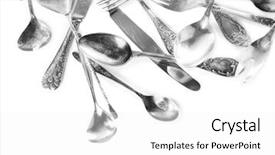  Presentation with tableware - Amazing presentation theme having disordered tableware isolated on white backdrop and a white colored foreground