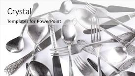  Presentation with tableware - Amazing presentation theme having disordered tableware isolated on white backdrop and a white colored foreground