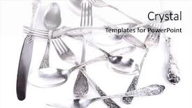  Presentation with tableware - Slide deck enhanced with disordered tableware isolated on white background and a white colored foreground