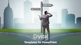  Presentation with choice - Colorful theme enhanced with disorganized communication - businessman in difficult choice concept backdrop and a  colored foreground