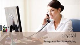  Presentation with phone - Slides consisting of dispatch - businesswoman talking by phone background and a coral colored foreground