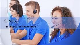  Presentation with dispatch - Slide deck with dispatch - friendly team of technical support background and a light blue colored foreground