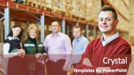  Presentation with dispatch - Amazing slide deck having dispatch - male manager and workers backdrop and a tawny brown colored foreground