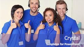  Presentation with technical support - Cool new presentation theme with dispatch - team of technical support dispatchers backdrop and a  colored foreground