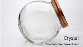  Presentation with lid - Presentation enhanced with dispensary - glass storage jar empty glass background and a light gray colored foreground