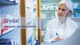  Presentation with pharmacy tutor - PPT layouts featuring dispensary - pharmacist writing on clipboard background and a sky blue colored foreground