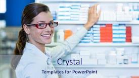  Presentation with pharmacy sports supplement - PPT layouts featuring dispensary - portrait of pharmacist holding prescription background and a sky blue colored foreground