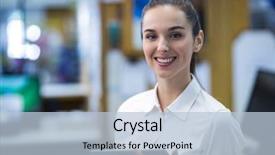  Presentation with using digital tablet - Cool new presentation theme with dispensary - portrait of pharmacist using digital backdrop and a  colored foreground