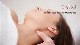  Presentation with neck 3d - Slides consisting of displacement - close-up of physiotherapist pressing his background and a lemonade colored foreground