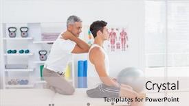  Presentation with doctor office - Beautiful PPT layouts featuring displacement - doctor examining his patient back backdrop and a lemonade colored foreground