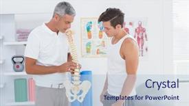  Presentation with doctor office - Theme enhanced with displacement - doctor showing anatomical spine background and a lemonade colored foreground