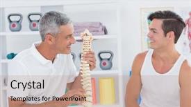  Presentation with doctor office - Beautiful PPT layouts featuring displacement - doctor showing anatomical spine backdrop and a coral colored foreground