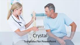  Presentation with spine - Slide set enhanced with displacement - doctor showing anatomical spine background and a light blue colored foreground