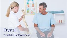  Presentation with doctor office - Amazing slide set having displacement - doctor showing anatomical spine backdrop and a sky blue colored foreground