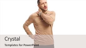  Presentation with pain - Slides with displacement - young guy experiencing neck pain background and a lemonade colored foreground