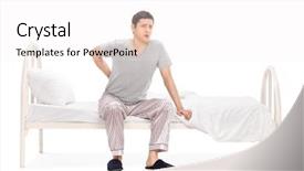  Presentation with back pain - Presentation design enhanced with displacement - young man having a back background and a white colored foreground