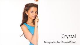  Presentation with weight loss woman showing - Amazing PPT theme having display boards - woman showing sign cute casual backdrop and a  colored foreground