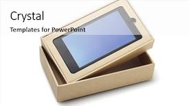  Presentation with packaging - PPT theme having display boxes - new smart phone in packaging background and a white colored foreground