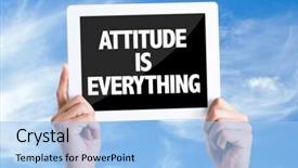  Presentation with courage - Cool new slide set with display courage - tablet pc with text attitude backdrop and a light blue colored foreground