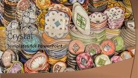  Presentation with craft - Presentation theme consisting of display-of-ceramic-craft background and a coral colored foreground