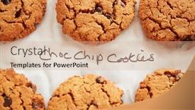  Presentation with chip - Colorful theme enhanced with display of freshly baked choc chip cookies in coffee shop backdrop and a soft green colored foreground