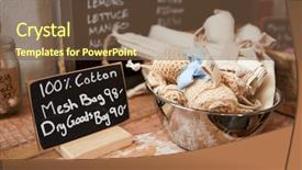  Presentation with recyclable - PPT theme with display of recyclable cotton bags background and a tawny brown colored foreground