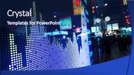  Presentation with online stock market - Cool new slide set with display of stock market quotes backdrop and a navy blue colored foreground