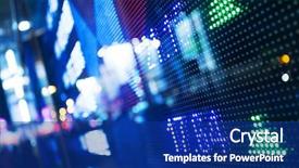  Presentation with market stock market education - Presentation with display of stock market quotes background and a navy blue colored foreground