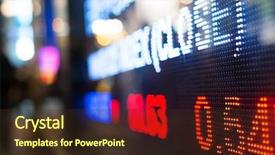  Presentation with stock market - PPT theme having display of stock market quotes background and a tawny brown colored foreground