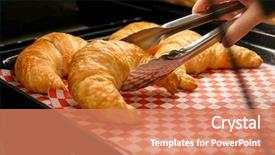  Presentation with foods - Presentation featuring display packaging - woman buying croissants bread inside background and a coral colored foreground