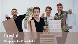  Presentation with celebrate - Slides enhanced with display packaging - young people celebrate with packages background and a gray colored foreground