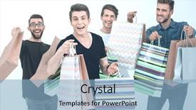  Presentation with holding people in hands - Audience pleasing slide deck consisting of display packaging - young people celebrate with packages backdrop and a light blue colored foreground