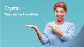  Presentation with woman in agriculture - Beautiful theme featuring display promotion - atrractive senior caucasian redhead woman backdrop and a light blue colored foreground