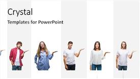  Presentation with skin care ethnic people - Presentation enhanced with display promotion - collage of different ethnics young background and a white colored foreground