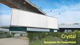  Presentation with promotion - Presentation having display promotion - rotating billboard at traffic viaduct background and a tawny brown colored foreground
