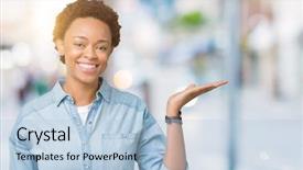  Presentation with elementary school african american female career - Slide set having display promotion - young beautiful african american woman background and a light blue colored foreground