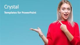  Presentation with winter - Slide deck enhanced with display promotion - young blonde woman wearing winter background and a light blue colored foreground