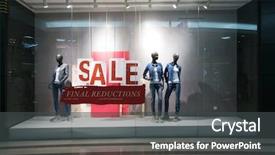  Presentation with clothes shop - PPT theme with fashion clothes shop display window and sale sign background and a dark gray colored foreground