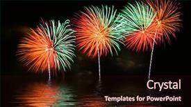 Presentation with birthday fireworks display - Audience pleasing PPT layouts consisting of display with reflection on water backdrop and a wine colored foreground