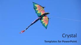  Presentation with blue sky - Presentation consisting of displaying beautiful multi color - colorful dragon kite over blue background and a light blue colored foreground