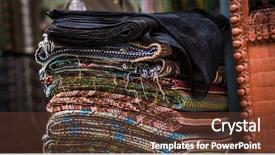  Presentation with dying of fabric - Beautiful presentation design featuring displaying beautiful multi color - stack of traditionan asian fabric backdrop and a tawny brown colored foreground